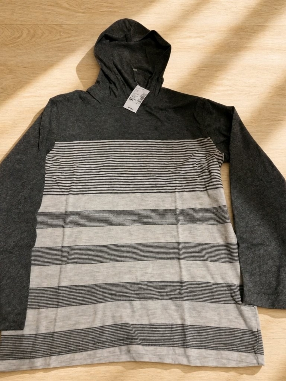 The Children's Place Charcoal and Light Gray Striped Hooded Pullover
